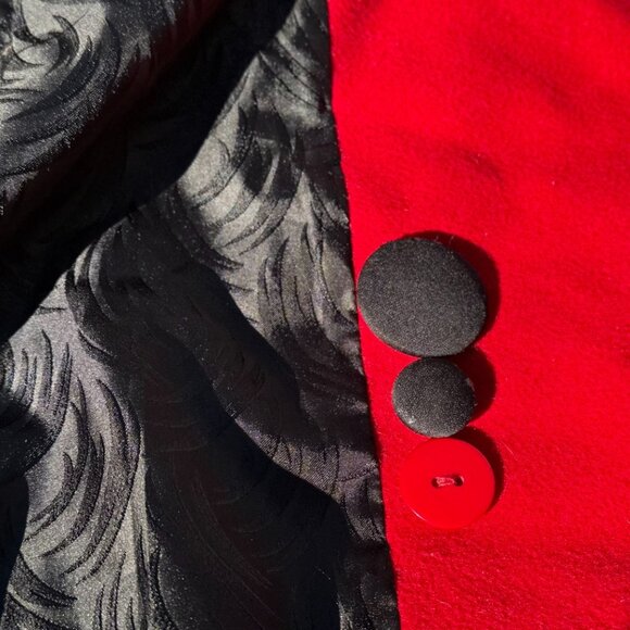 Vintage Preston & York Cardinal Red 100% Wool Pea Coat Size 4 Double Breasted - Picture 5 of 14